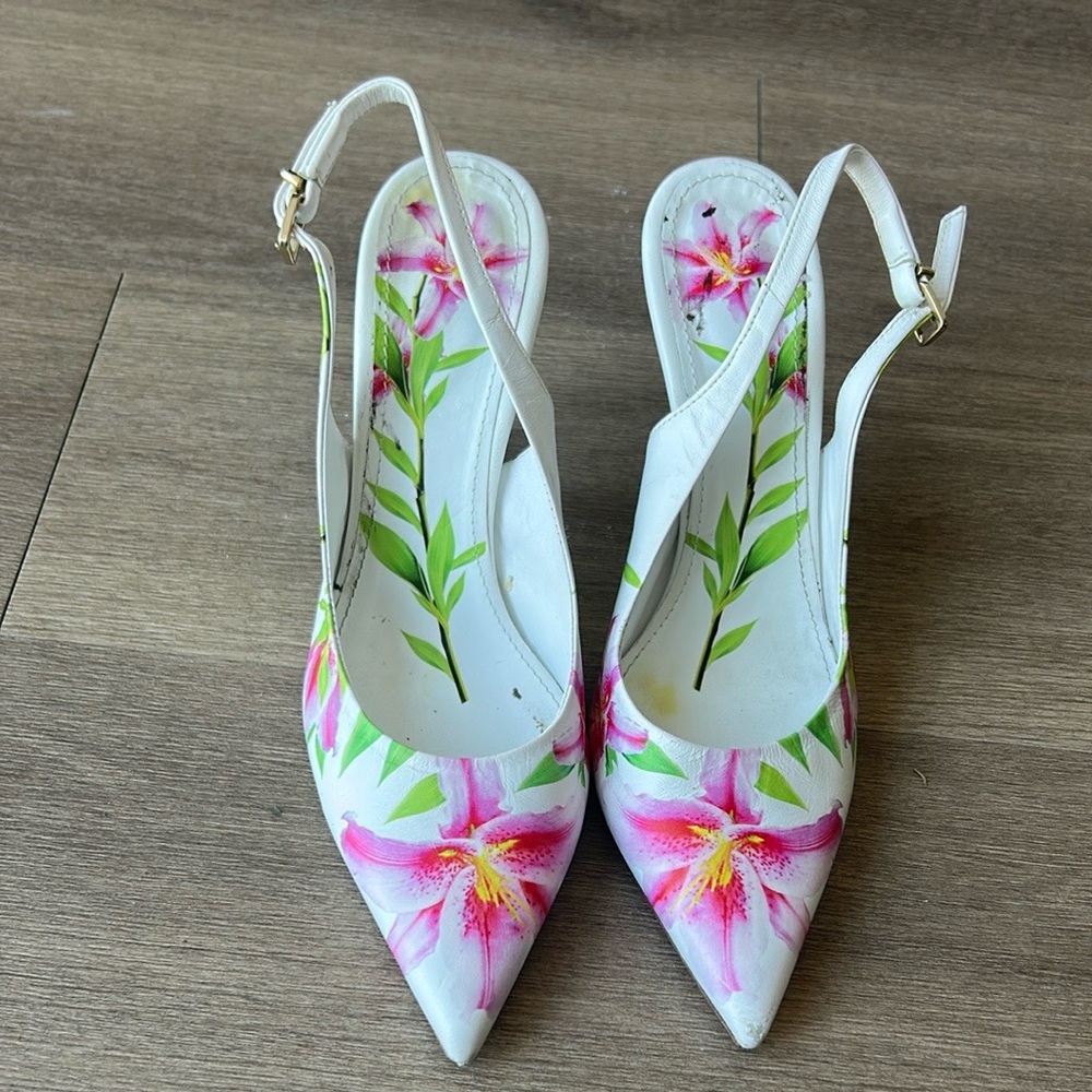 Italian Floral Slingback Heels | US 10 (Fits EU 38.5–39)